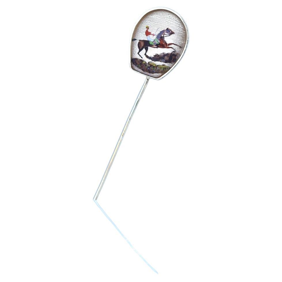 Essex Crystal Polo Horse 14 Carat Gold Pin Brooch, 1900