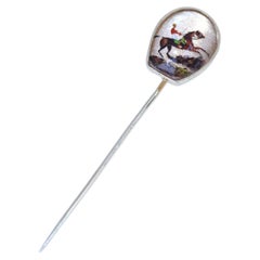 Essex Crystal Polo Horse 14 Carat Gold Pin Brooch, 1900