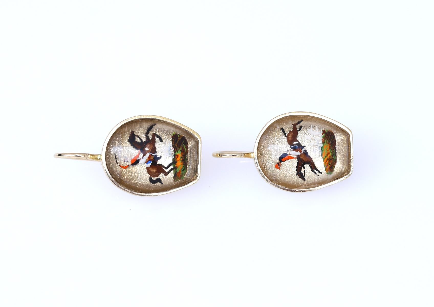 Women's Essex Crystal Polo Horse Gold Earrings, 1900 For Sale