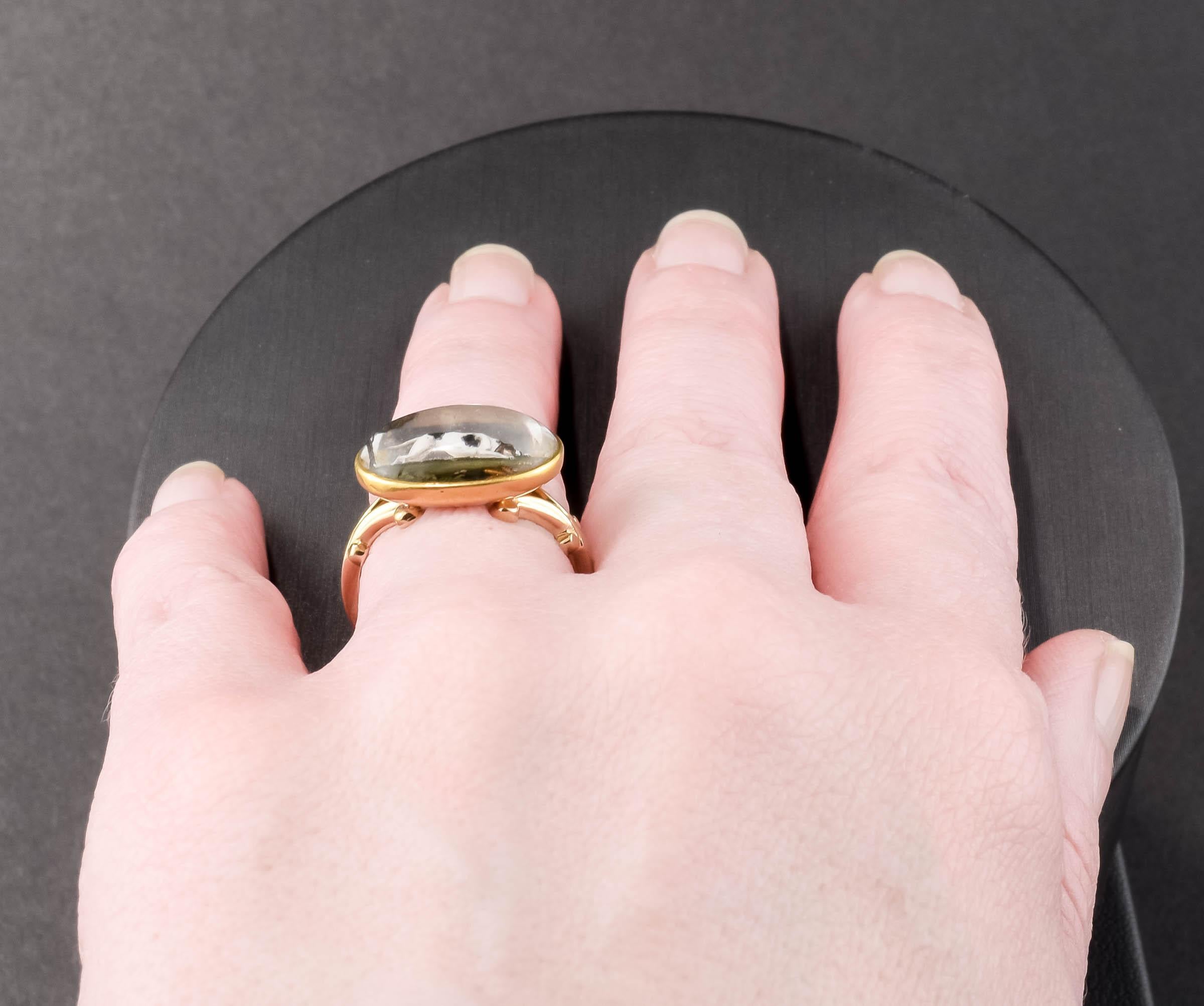 Essex Crystal Running Dog Hound Ring in 18K & 14K Gold - Antique Conversion #1 1