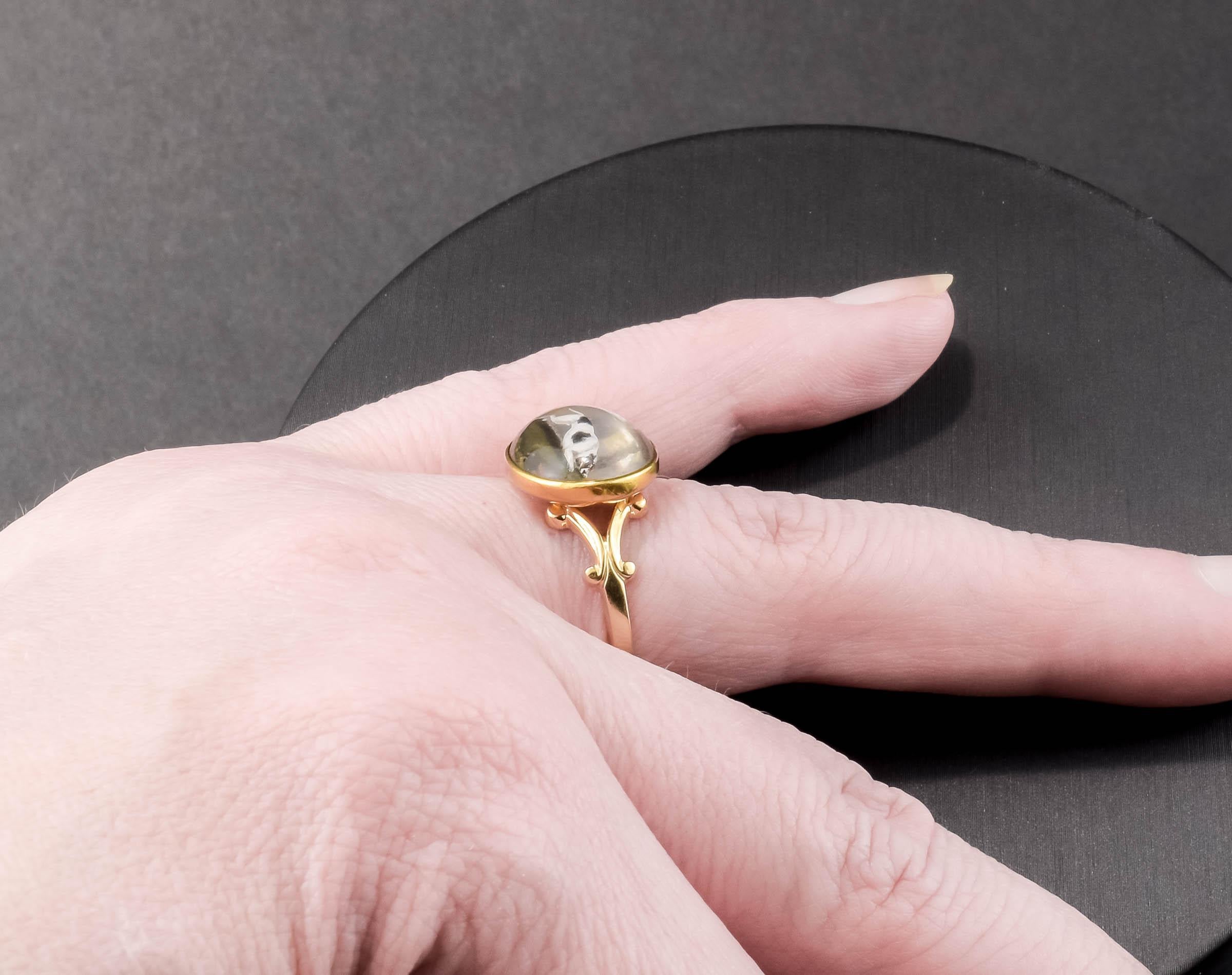 Essex Crystal Running Dog Hound Ring in 18K & 14K Gold - Antique Conversion #1 2