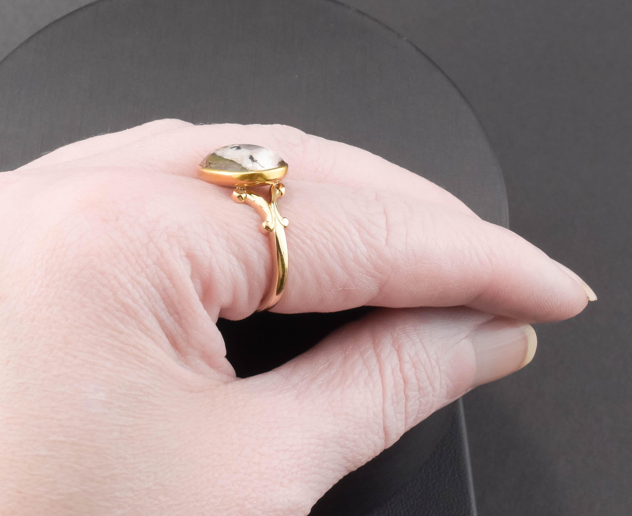 Essex Crystal Running Dog Hound Ring in 18K & 14K Gold - Antique Conversion #2 6