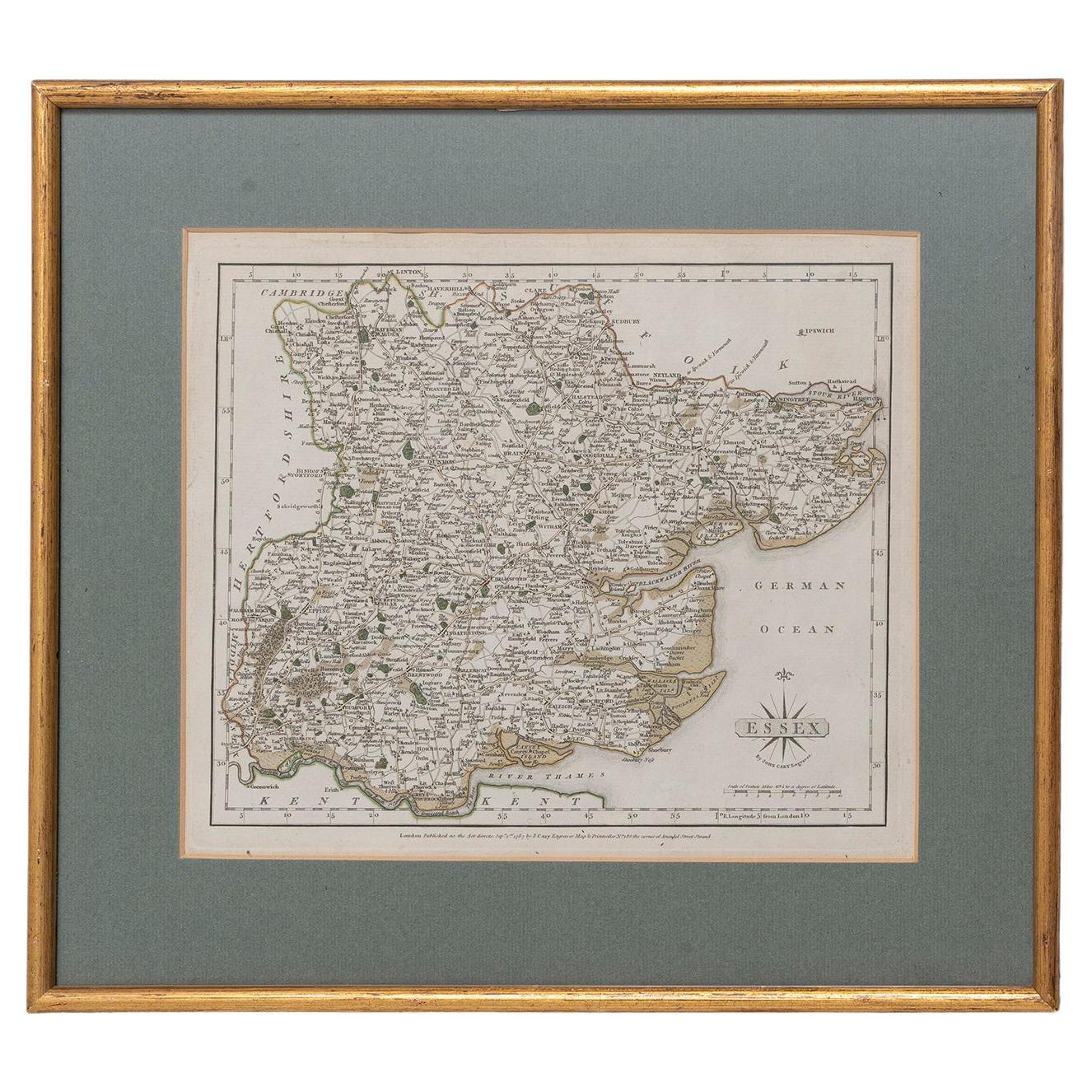 Essex John Cary 1787 Cary''s New & Correct English Atlas 40cm 16"" long cadre doré en vente