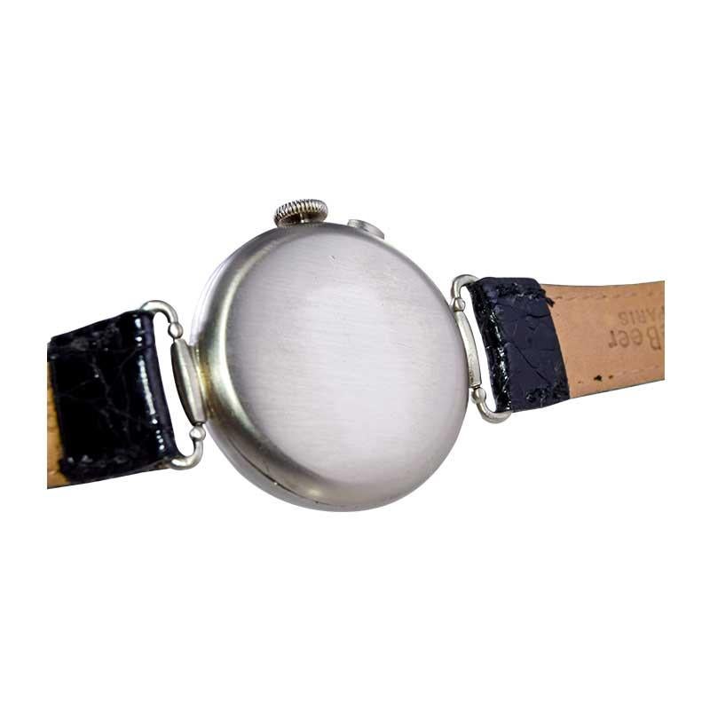 Essex Nickel Silver One Button Chronograph Original Enamel Dial Watch For Sale 6