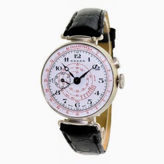 Essex Nickel Silver One Button Chronograph Original Enamel Dial Watch