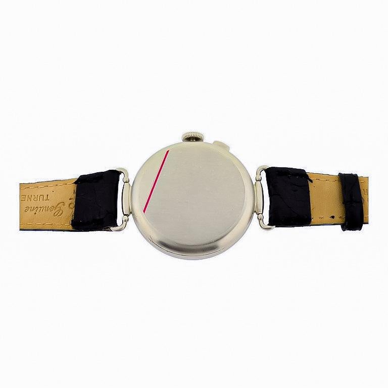 Art Deco Essex Nickel Silver One Button Chronograph Original Enamel Dial Watch For Sale