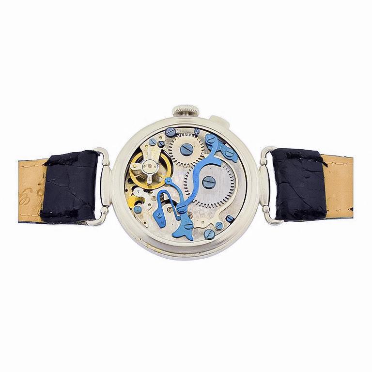 Essex Nickel Silver One Button Chronograph Original Enamel Dial Watch In Excellent Condition For Sale In Long Beach, CA