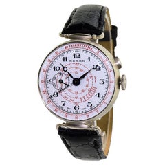 Essex Nickel Silber Ein-Knopf-Chronograph Original Emaille-Zifferblatt Uhr