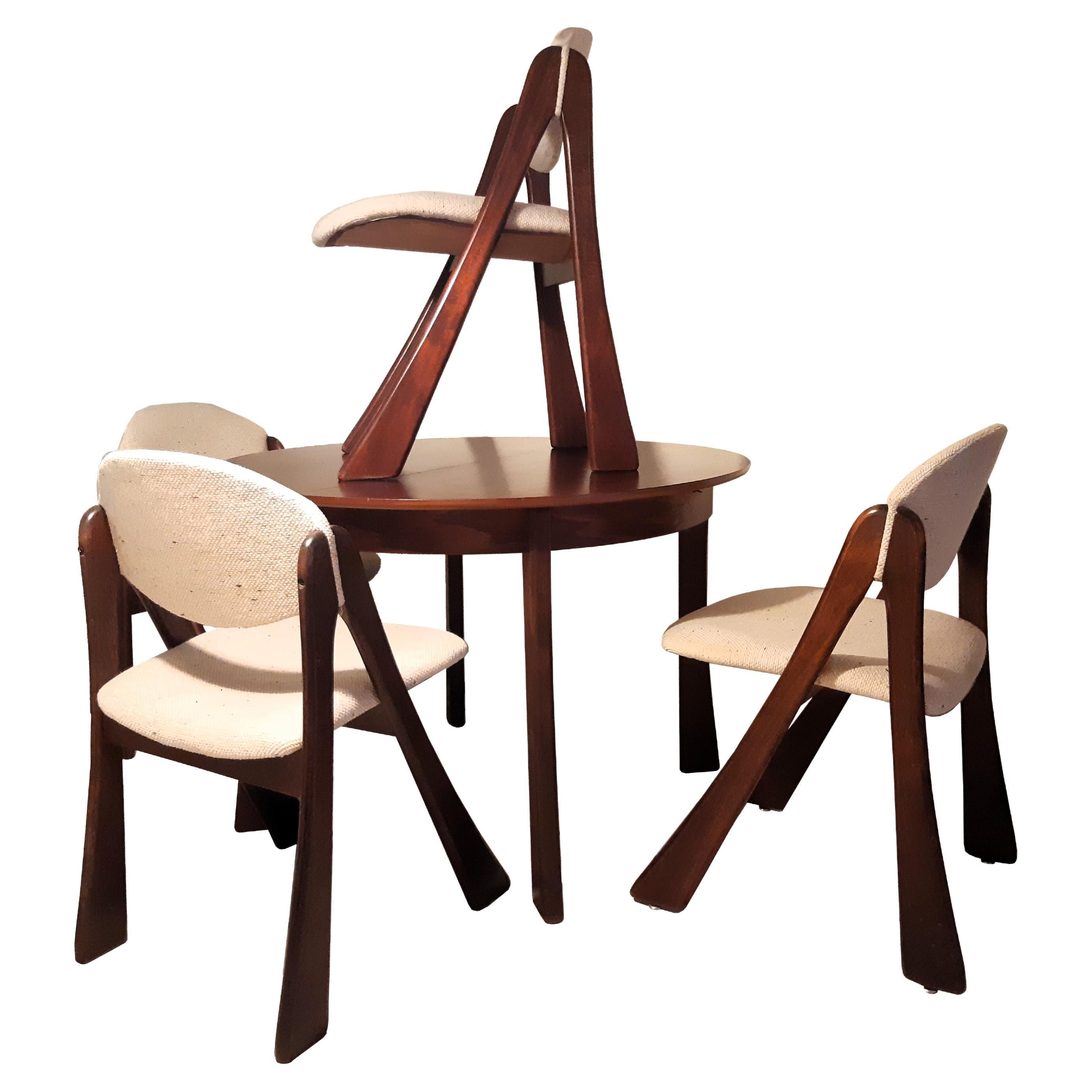 Esstisch + 4 Stühle Mahagoni 60er Jahre im Angebot