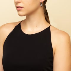 18 Karat Gold and Diamond Earrings Woven with Black Enamel