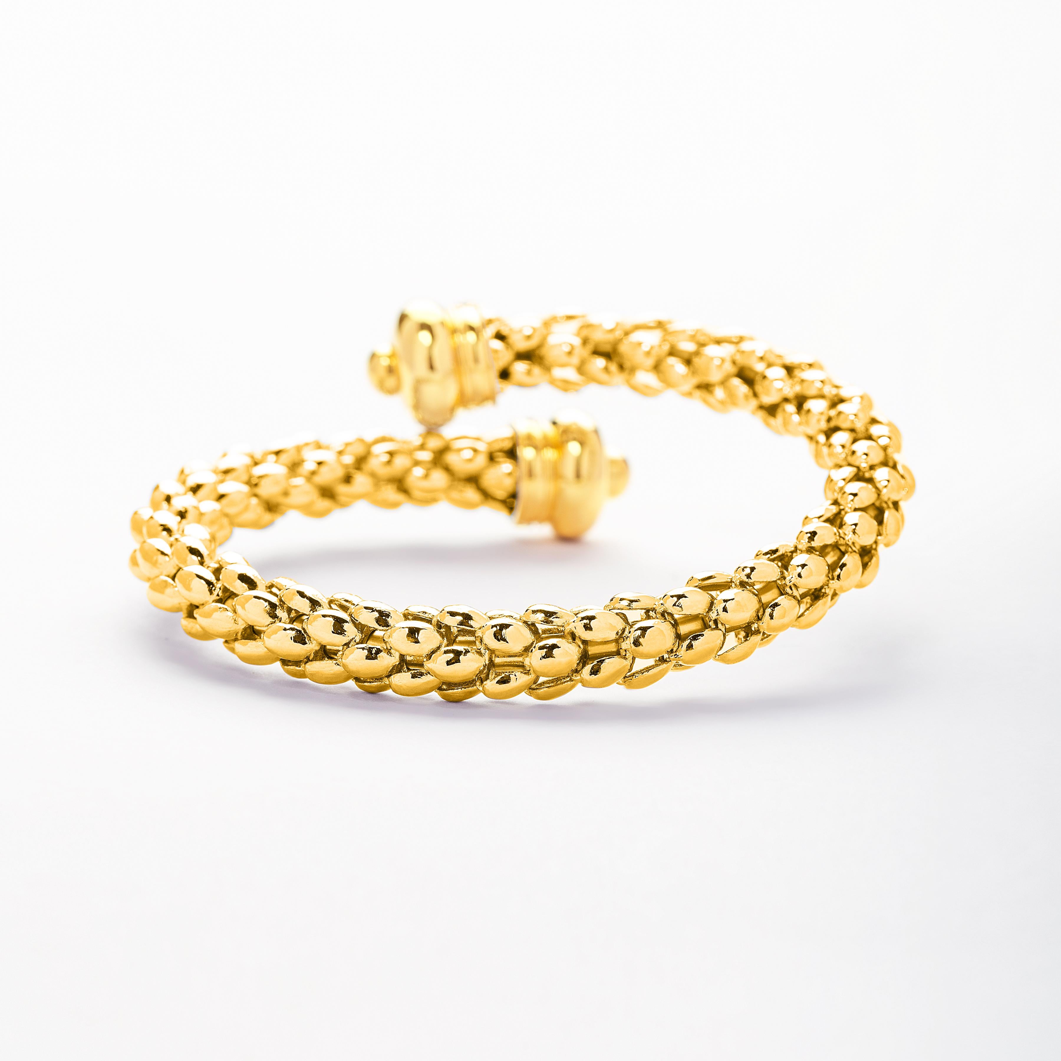 Brilliant Cut Dome Wrap Bracelet in 18 Karat Yellow Gold Set with Diamonds For Sale