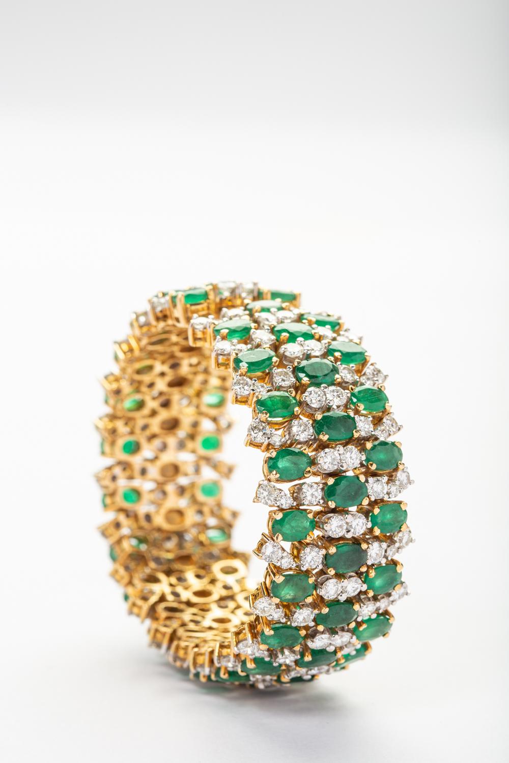 Contemporaneo Bracciale Emerald Spring con diamanti in oro 18 carati in vendita