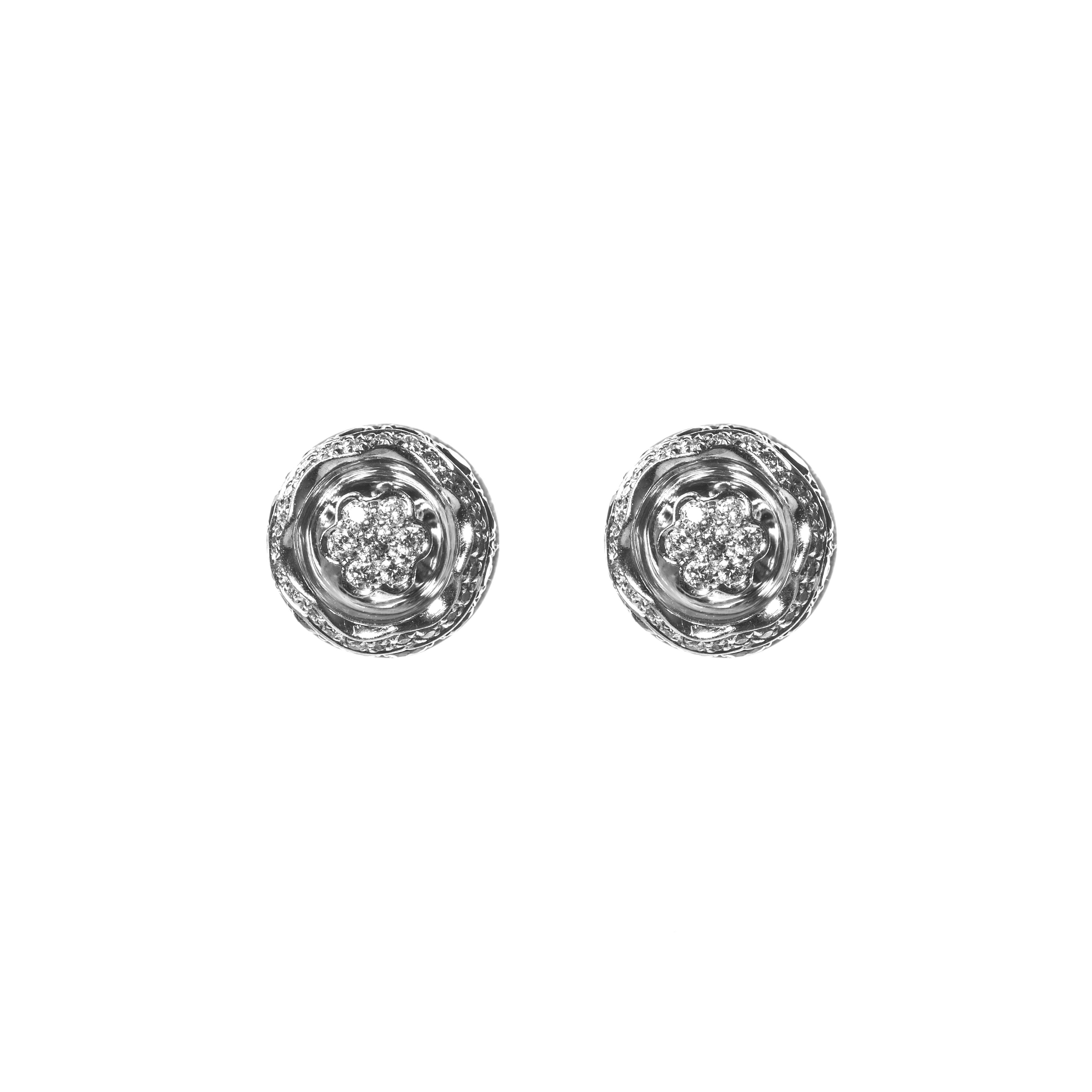 Contemporary Orbit Diamond Earrings in 18 Karat Gold For Sale