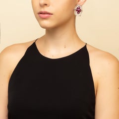 Ruby Apple Earrings in Silver with Diamonds