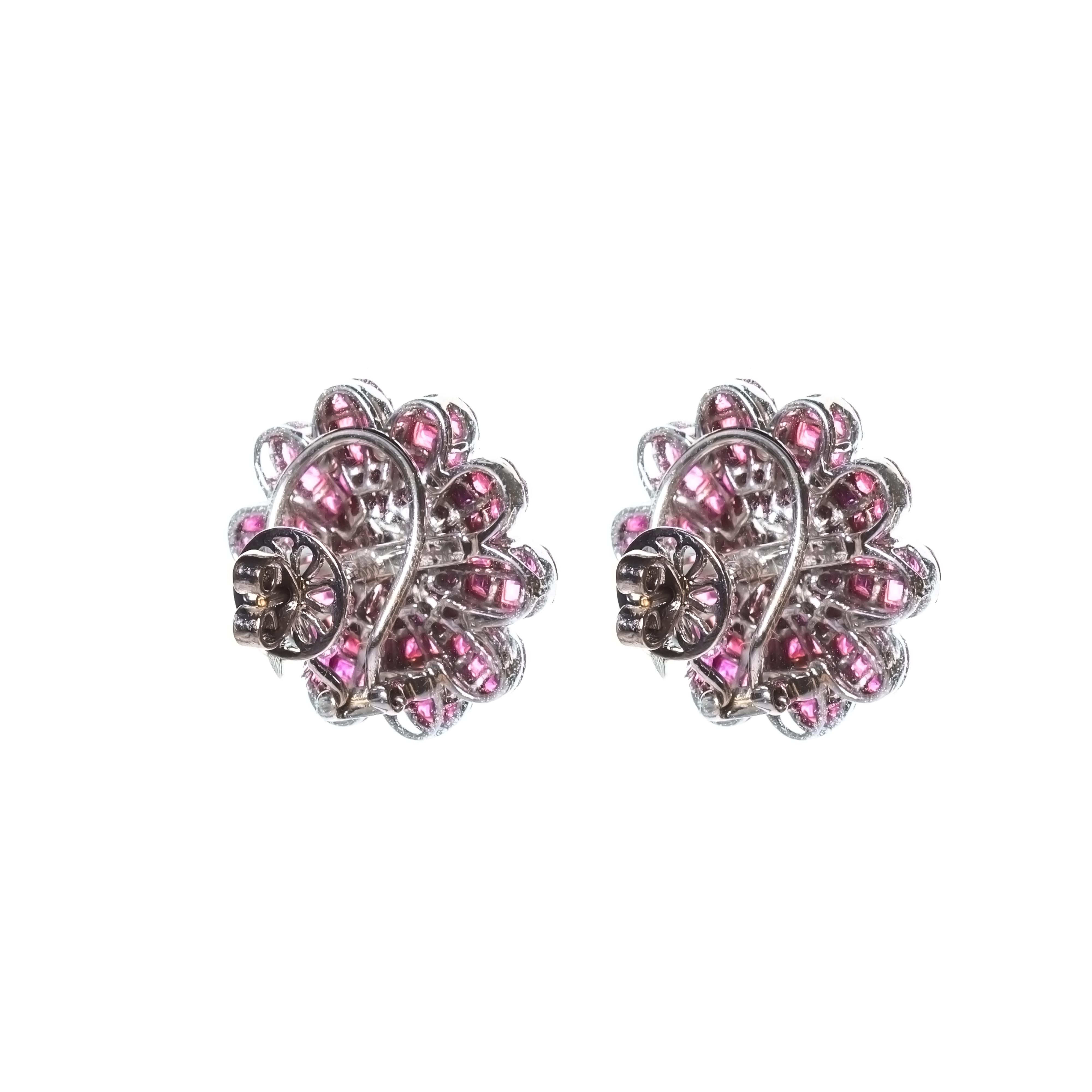 ruby flower earrings