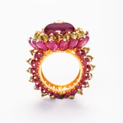 Ruby Peridot Bubble Ring in 18 Karat Gold