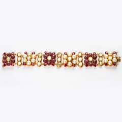 Uncut Diamond, Pearl and Ruby Bracelet