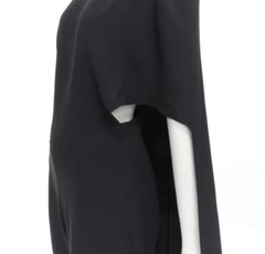 ESTABAN CORTEZAR black open back asymmetric cape jumpsuit FR38 S