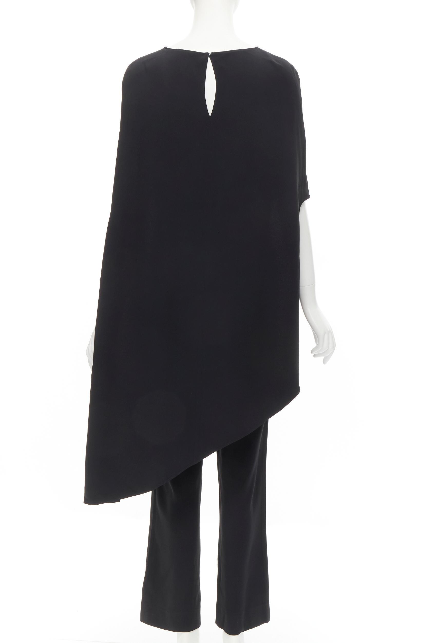 Women's ESTABAN CORTEZAR black open back asymmetric cape jumpsuit FR38 S For Sale
