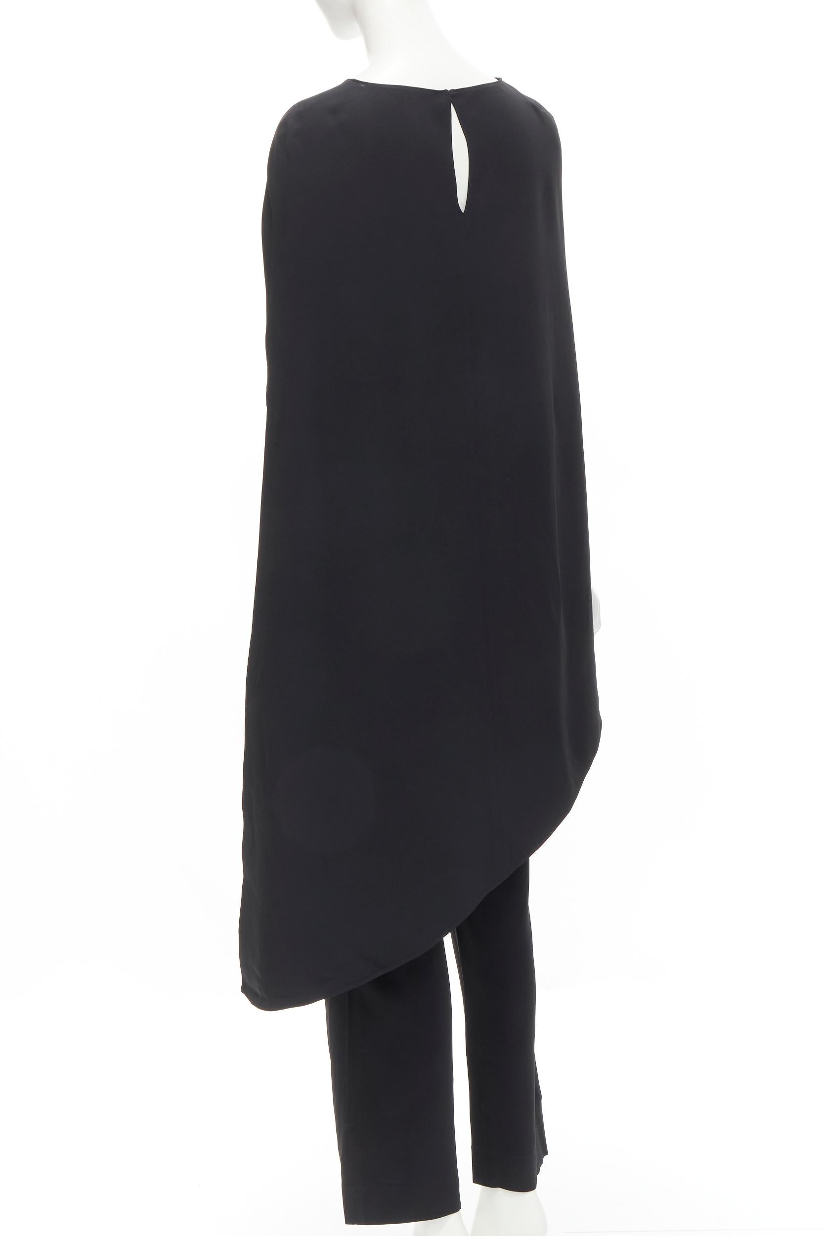 ESTABAN CORTEZAR black open back asymmetric cape jumpsuit FR38 S For Sale 1