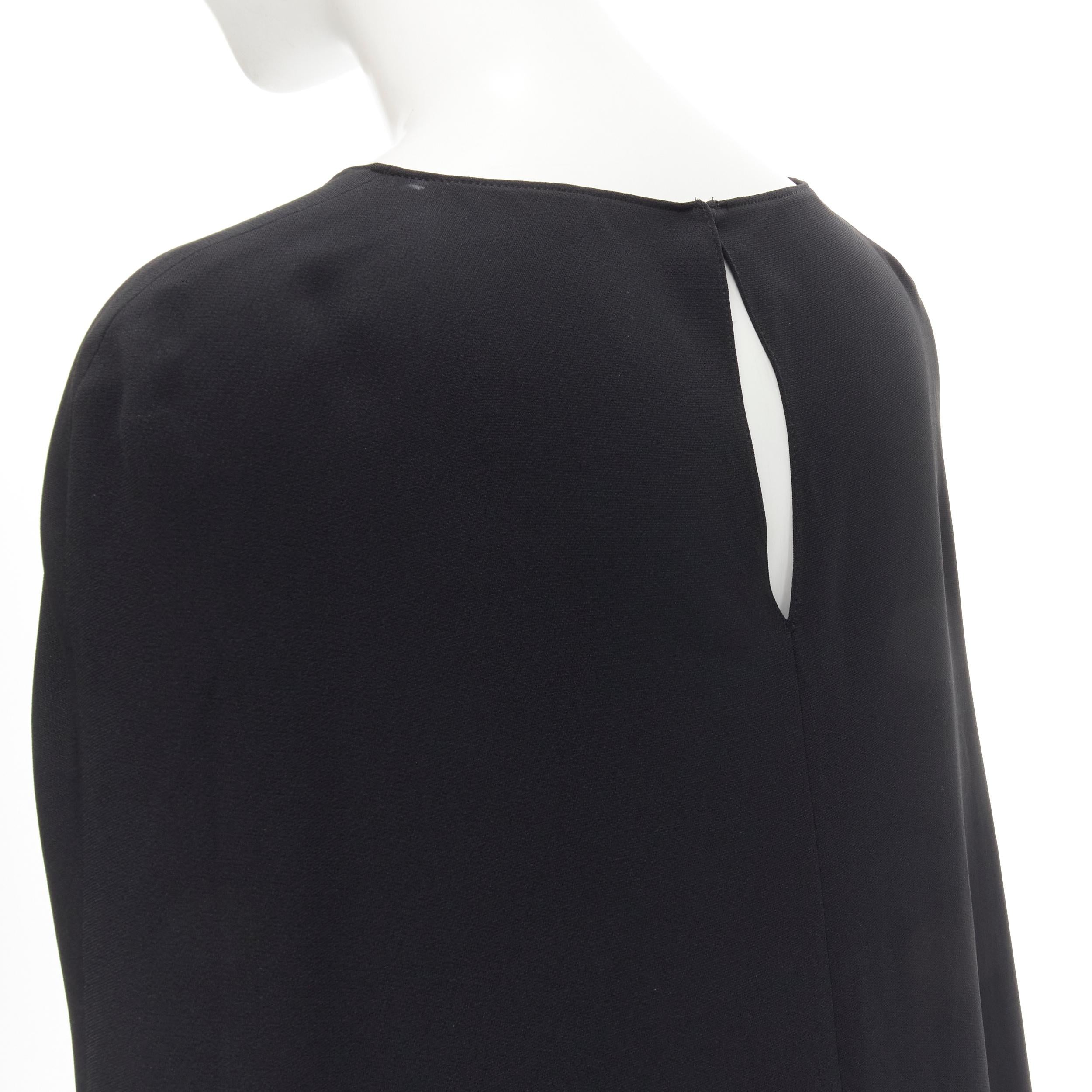 ESTABAN CORTEZAR black open back asymmetric cape jumpsuit FR38 S For Sale 2