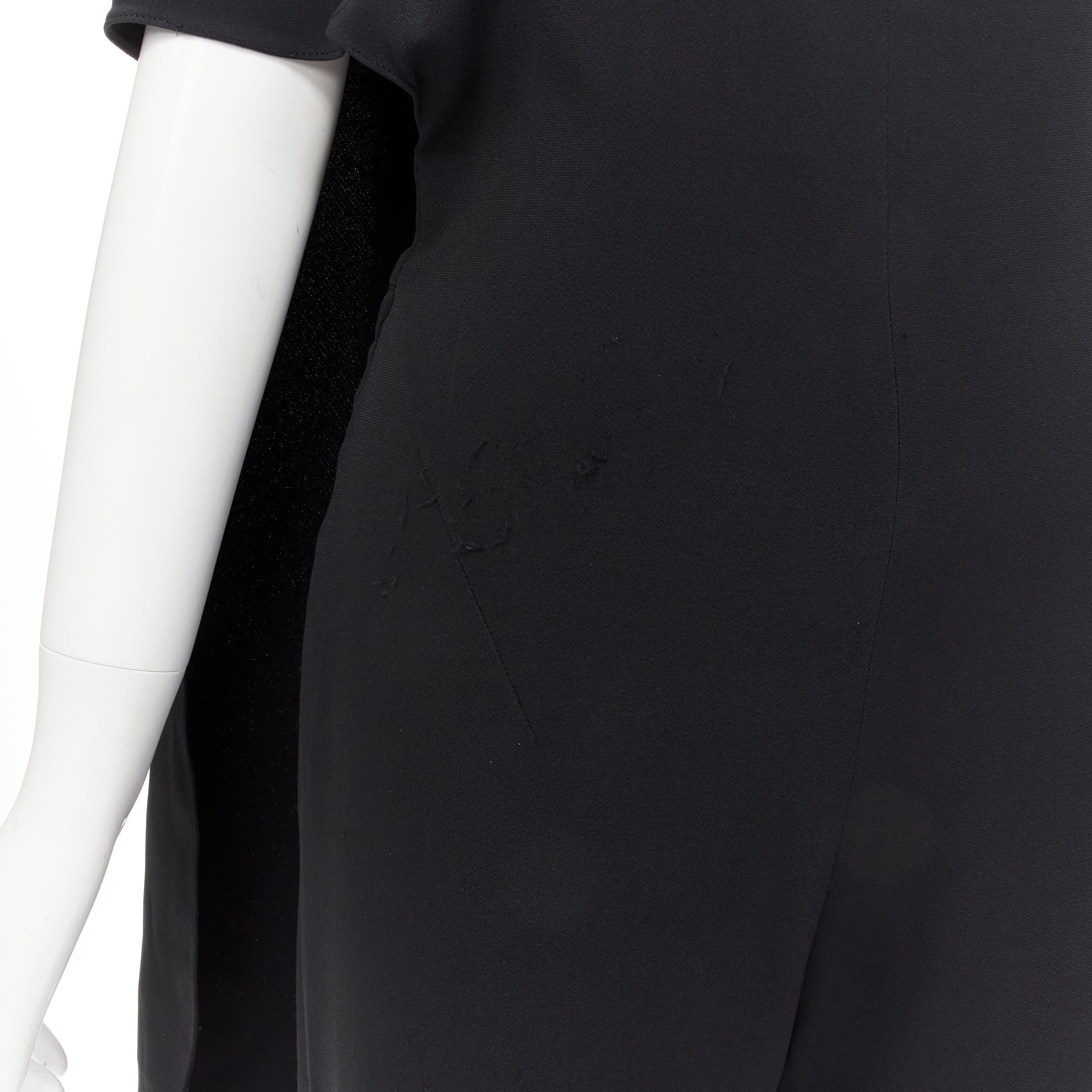 ESTABAN CORTEZAR black open back asymmetric cape jumpsuit FR38 S For Sale 3