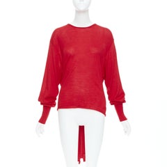 ESTABAN CORTEZAR red merino wool silk cashmere tie back sweater top M