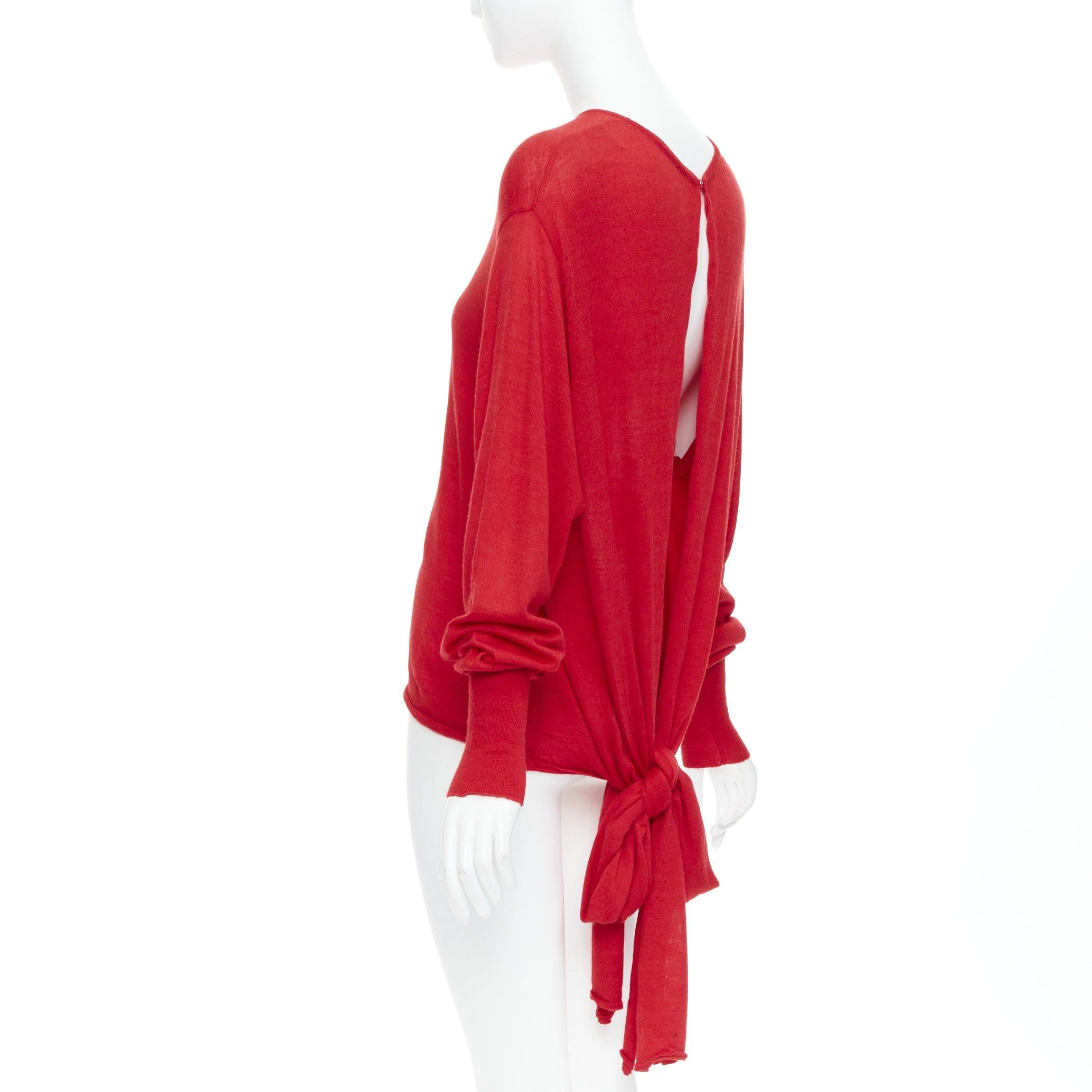 ESTABAN CORTEZAR Pull dos nu rouge en laine mérinos, soie et cachemire, taille M Pour femmes en vente
