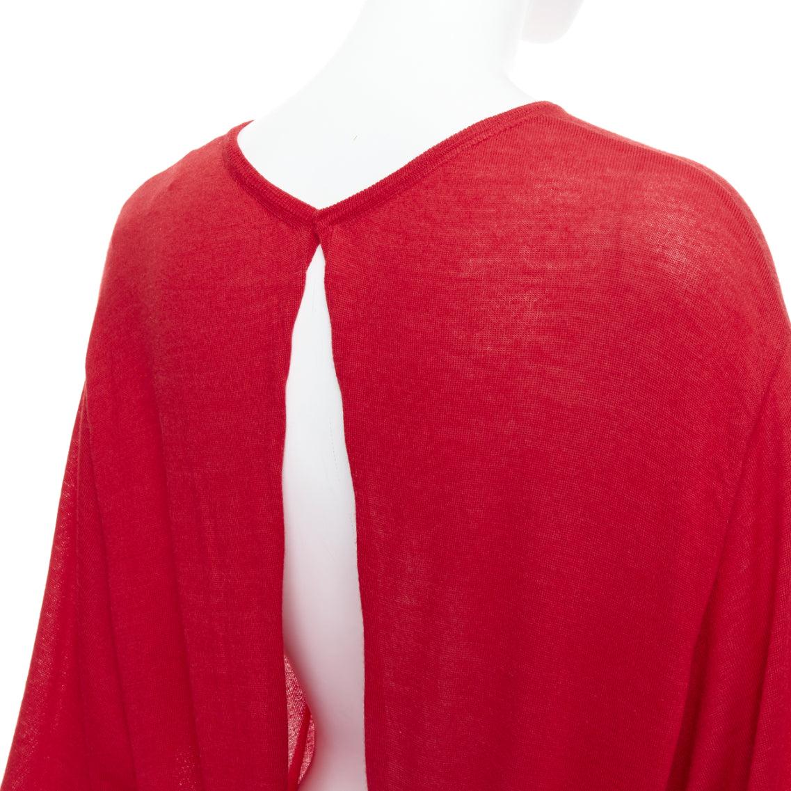 ESTABAN CORTEZAR Pull dos nu rouge en laine mérinos, soie et cachemire, taille M en vente 1