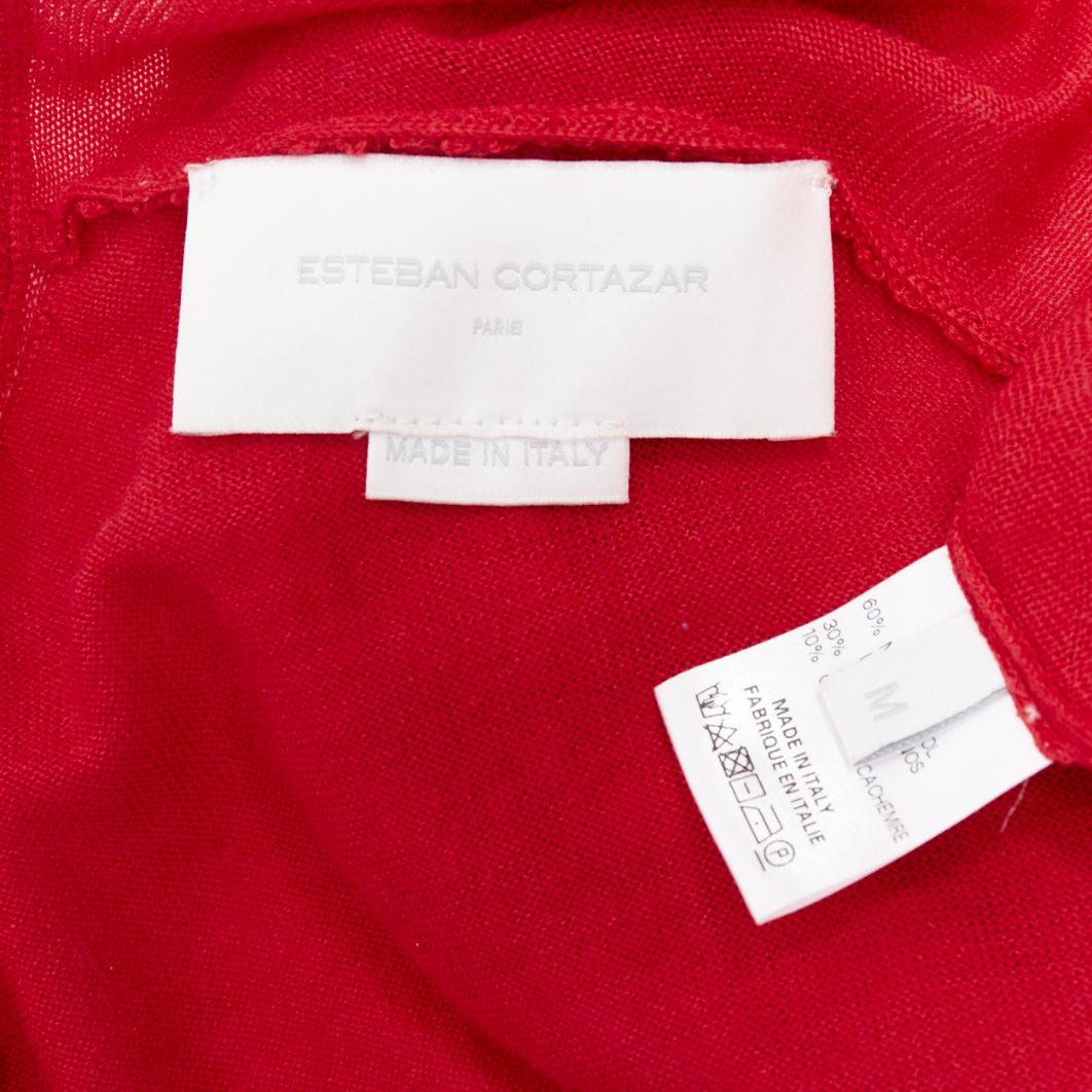 ESTABAN CORTEZAR Pull dos nu rouge en laine mérinos, soie et cachemire, taille M en vente 3