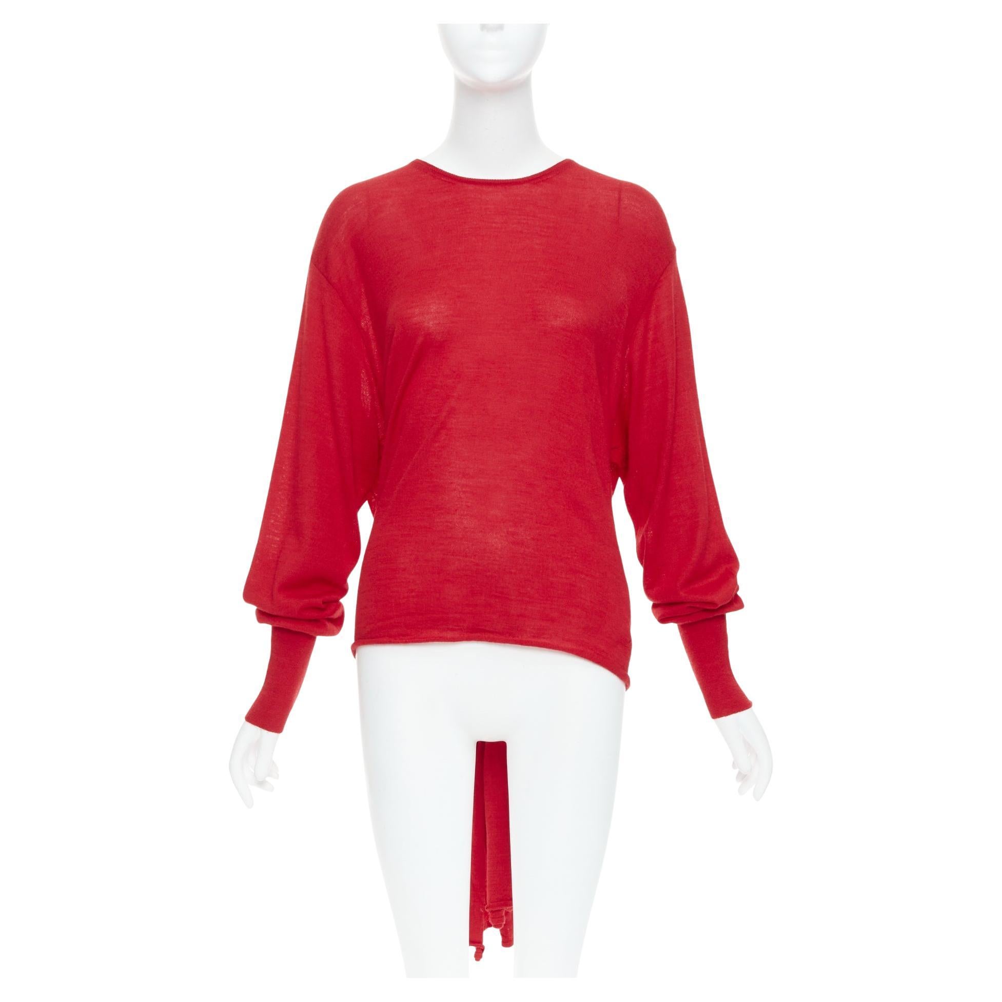 ESTABAN CORTEZAR Pull dos nu rouge en laine mérinos, soie et cachemire, taille M en vente