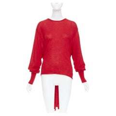 ESTABAN CORTEZAR red merino wool silk cashmere tie back sweater top M