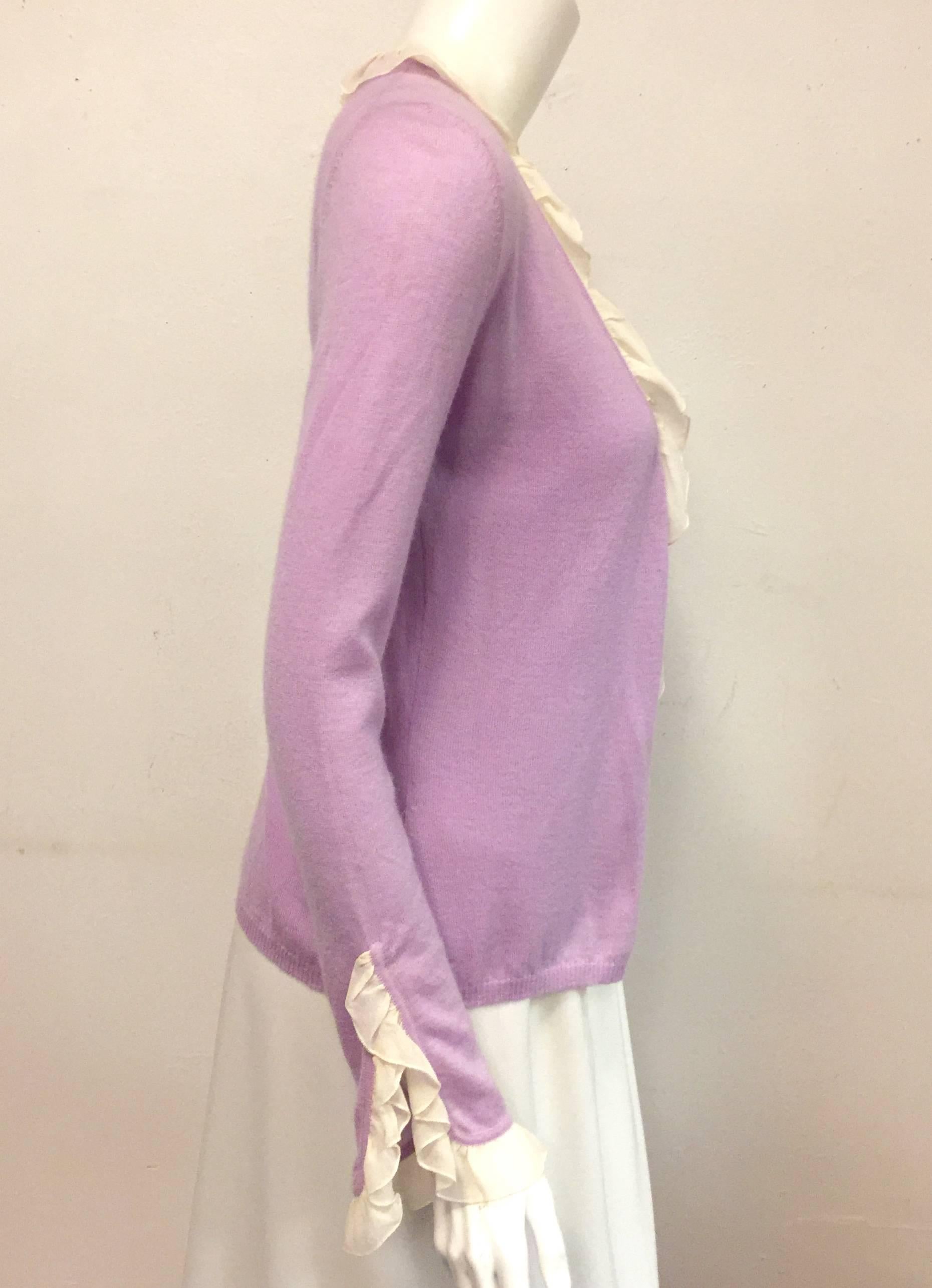 Established Emanuel Ungaro Lavender Two Piece Sweater Set w/ Beige Silk Ruffles  4
