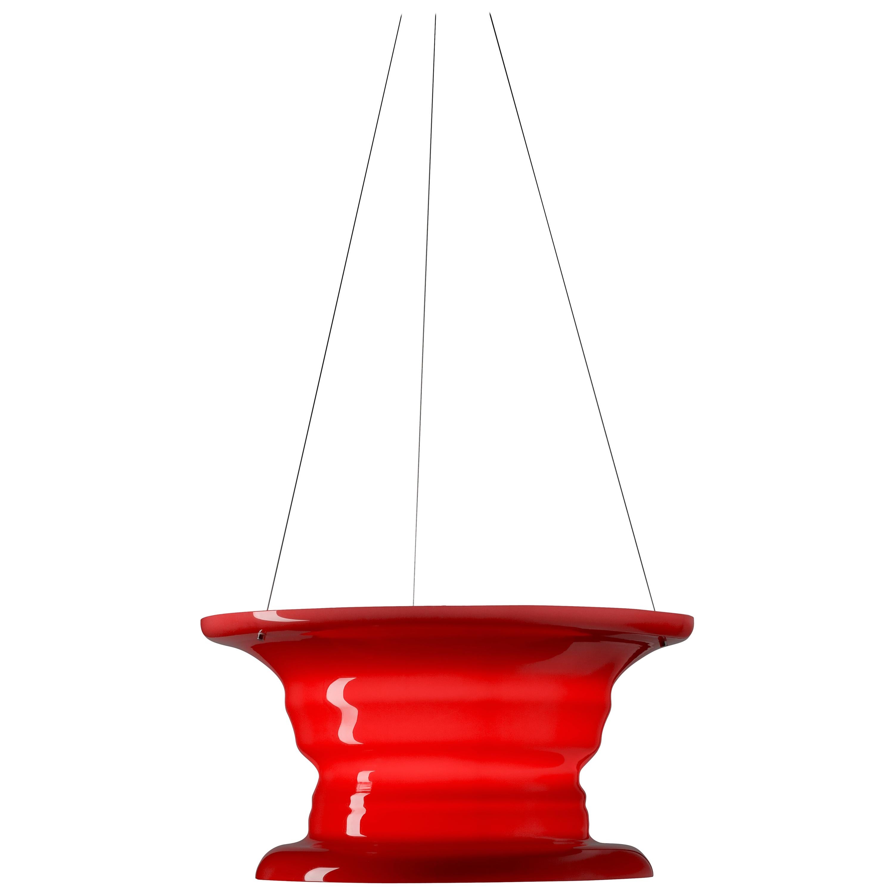 Established & Sons Audrey Pendant Light in Opaline Red by Venini & Michael Eden For Sale