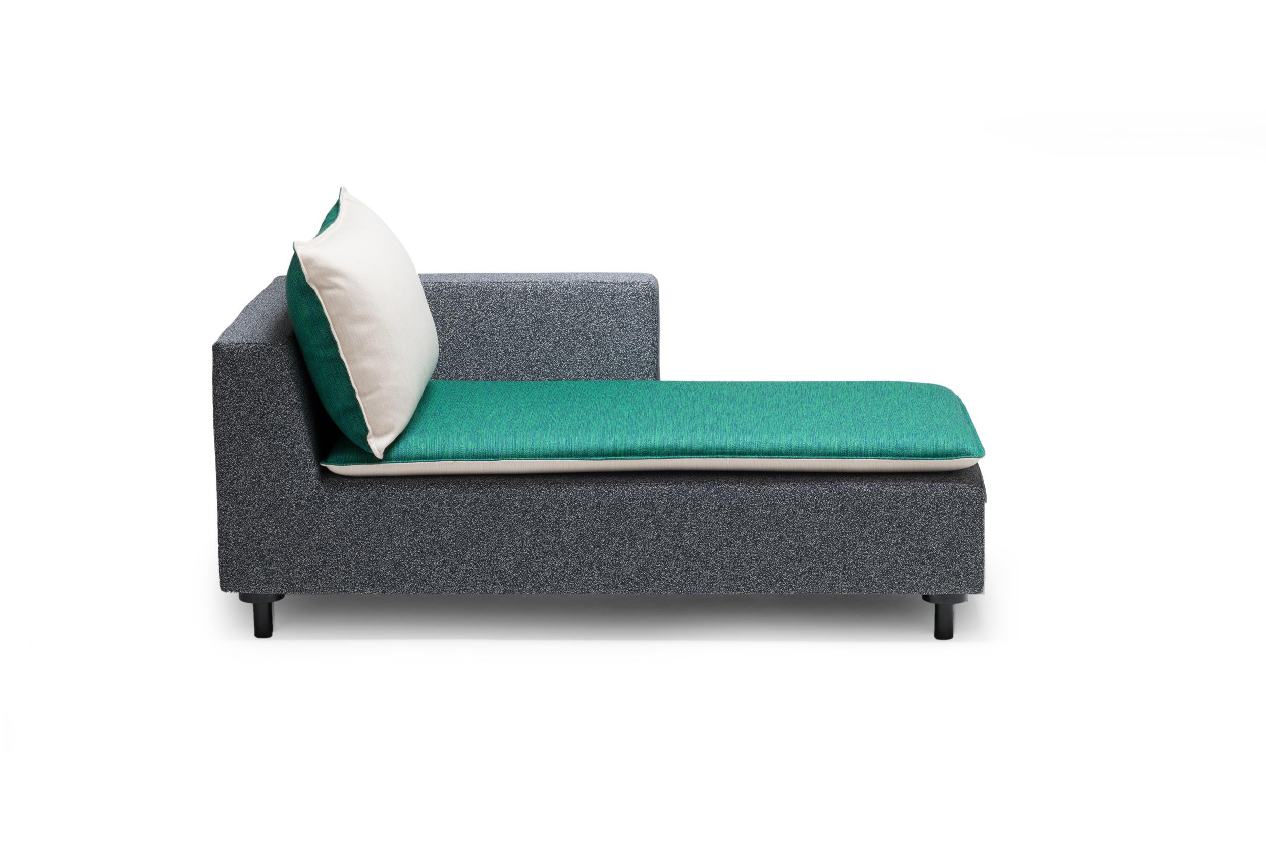 Konstantin Grcic has created a compact, geometric divan with a purity of form and a big personality that offers a modern, minimalist update on the traditional chaise. The compact design fills a space between a sofa and a daybed— a gap where there