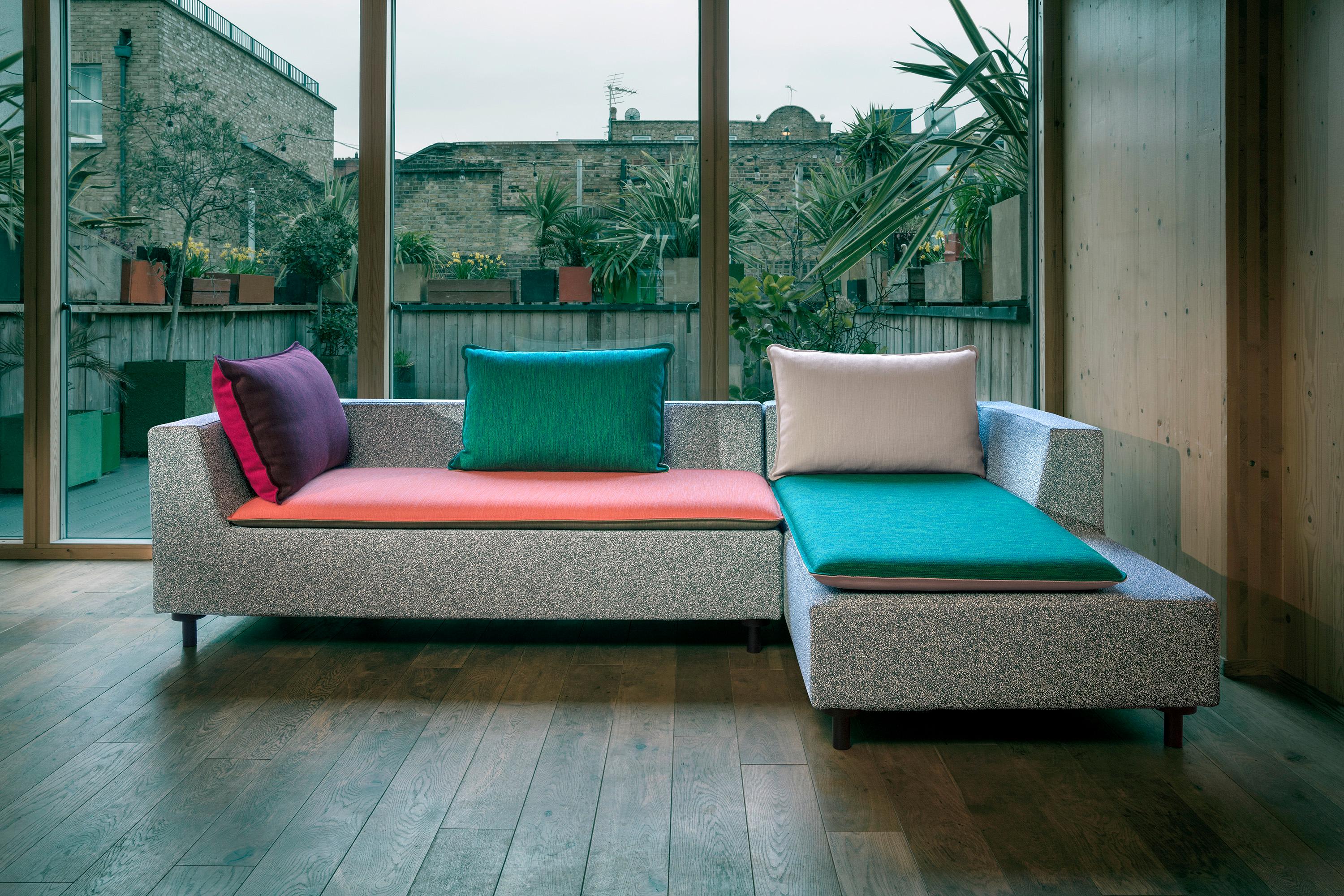 Konstantin Grcic has created a compact, geometric divan with a purity of form and a big personality that offers a modern, Minimalist update on the traditional chaise. The compact design fills a space between a sofa and a daybed, a gap where there