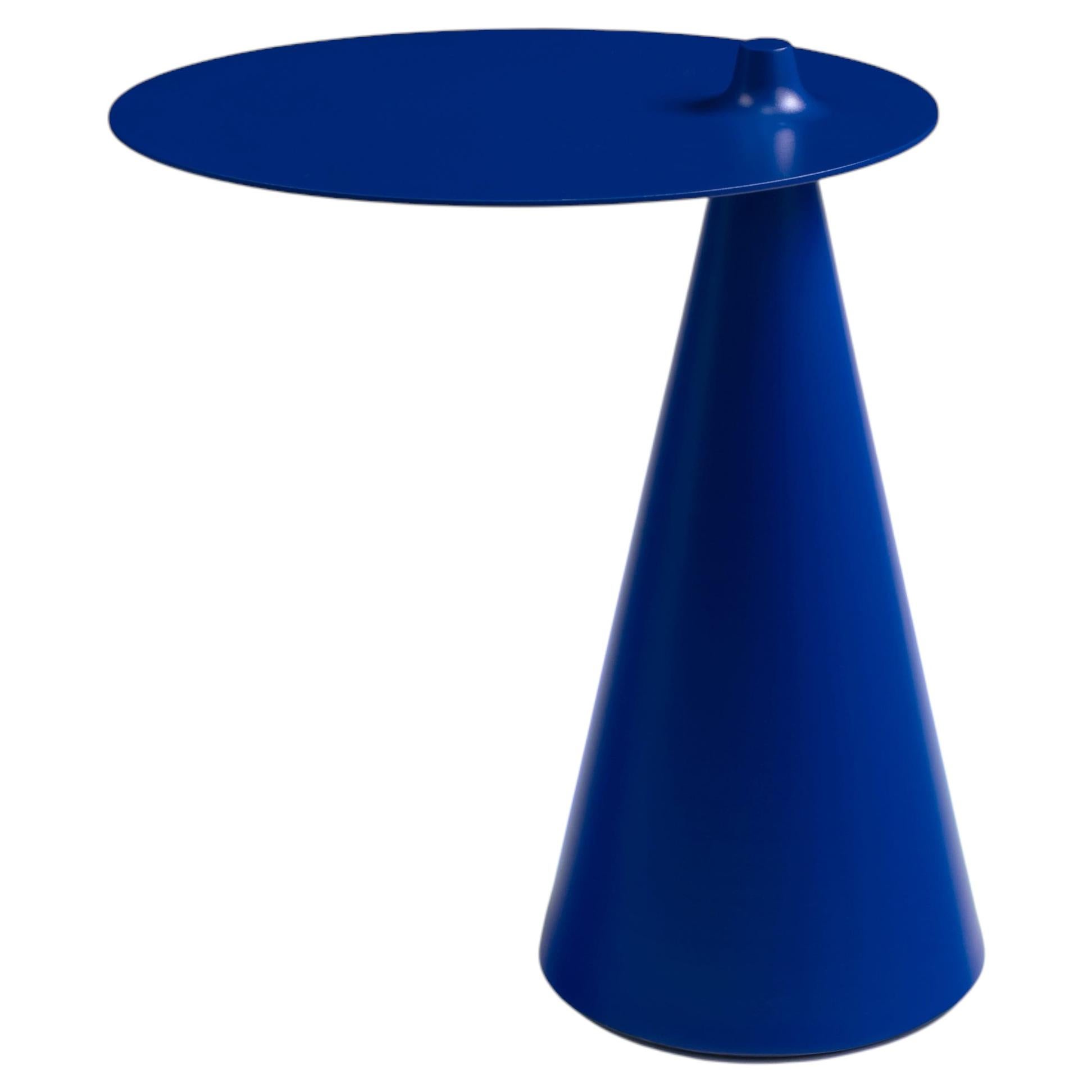 Established & Sons FEZ Oval Side Table in Striking Blue Finish by Nao Tamura