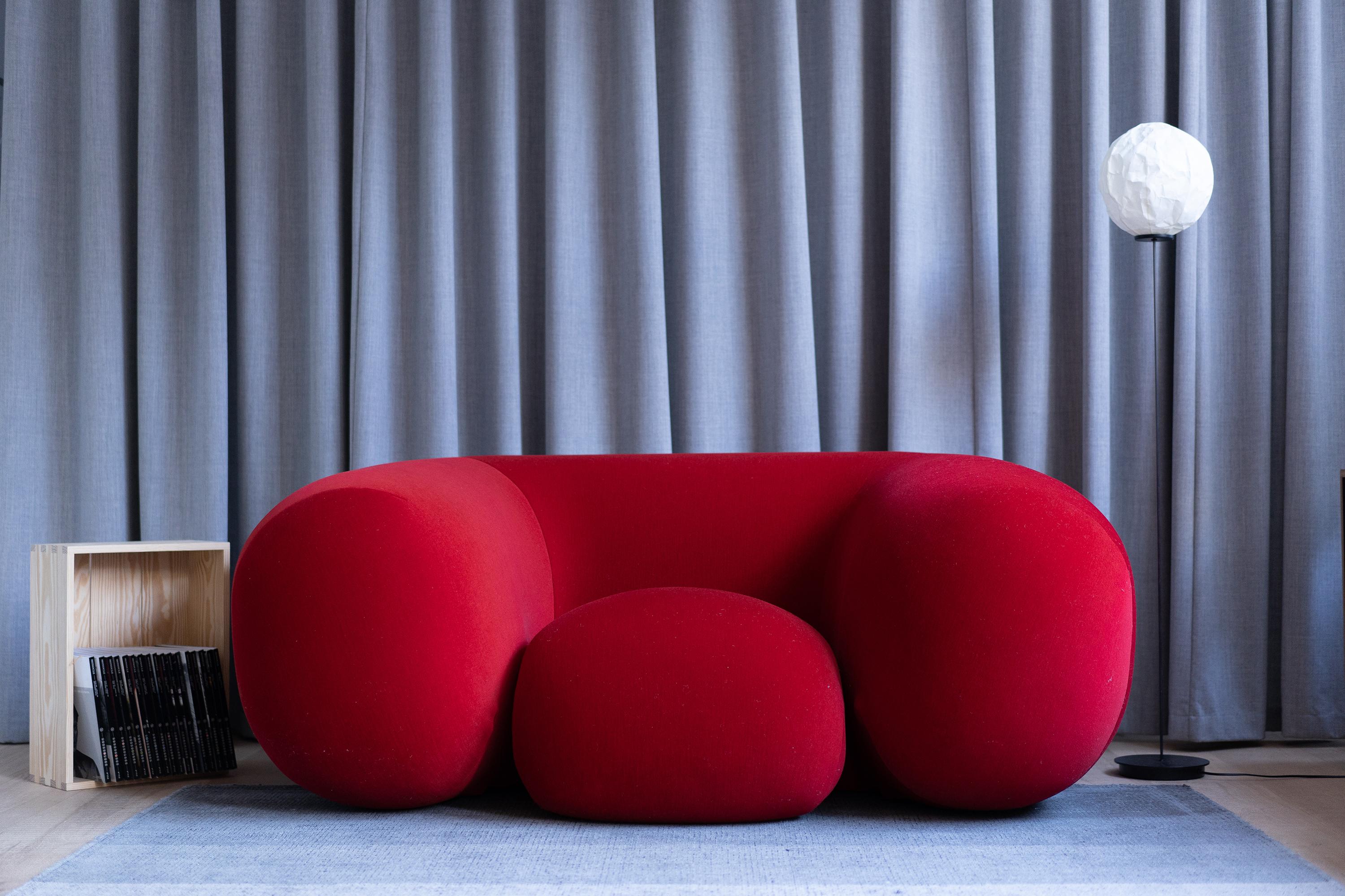 Contemporary Established & Sons Mollo Armchair in Red by Philippe Malouin For Sale