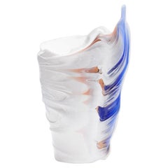 Established & Sons Plume Vase in White with Blue Detail by Alessandro Cliffo