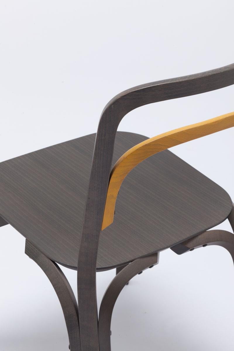 Established & Sons Sessel Chair in Gray Beech with Yellow Back by Martino Gamper For Sale 2