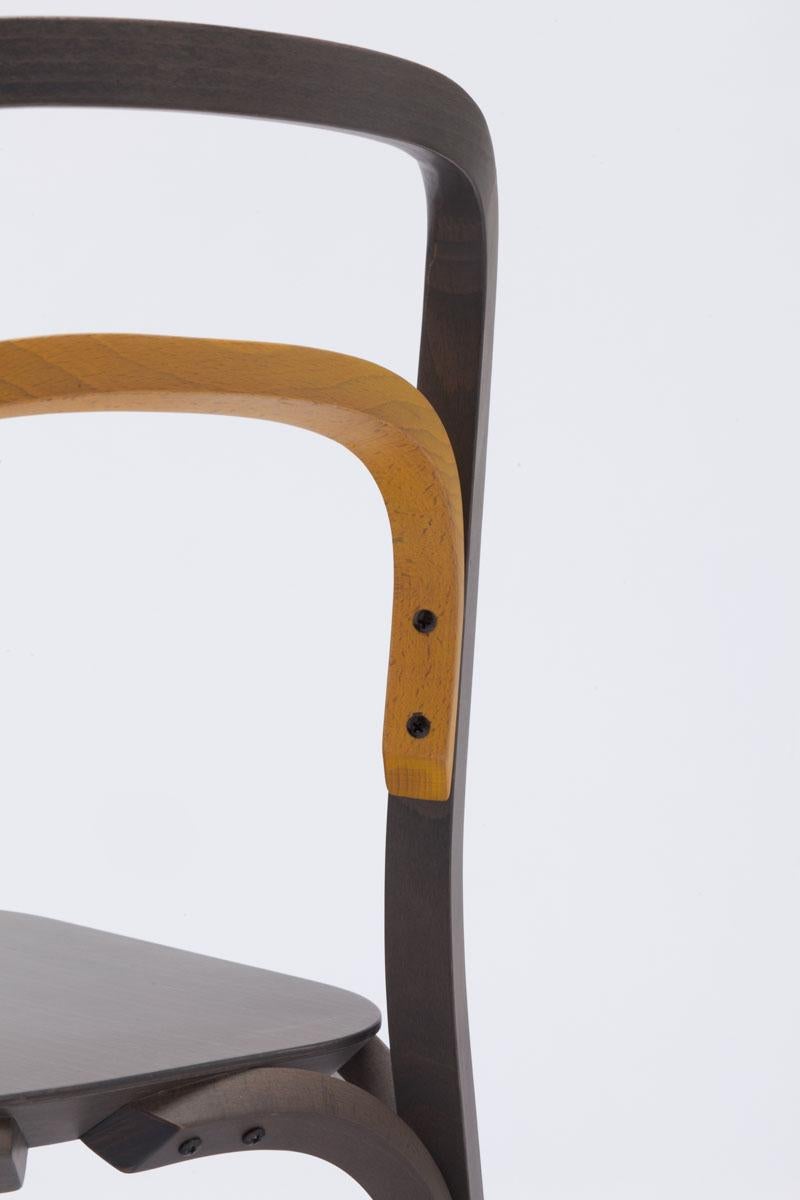 Modern Established & Sons Sessel Chair in Gray Beech with Yellow Back by Martino Gamper For Sale
