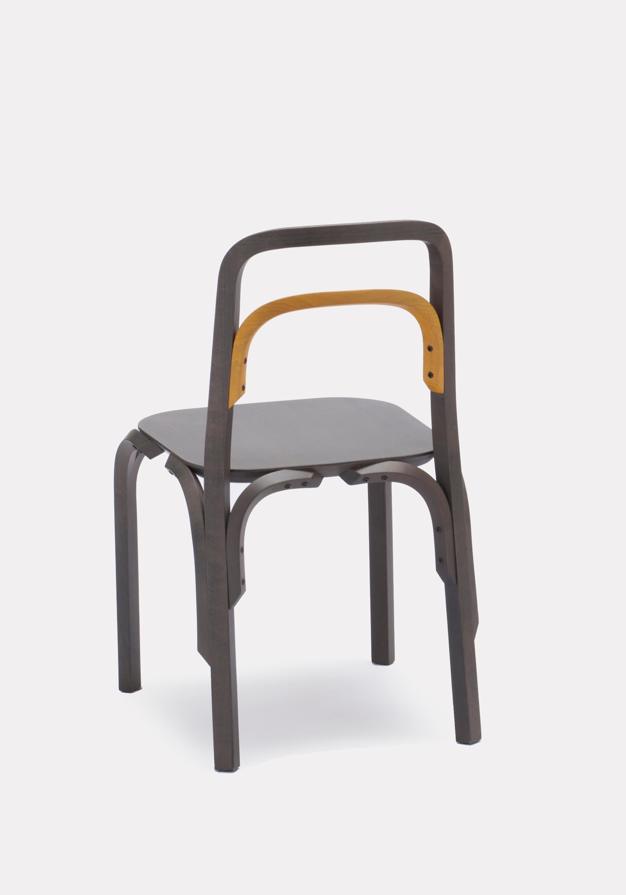 Established & Sons Sessel Chair in Gray Beech with Yellow Back by Martino Gamper For Sale 1