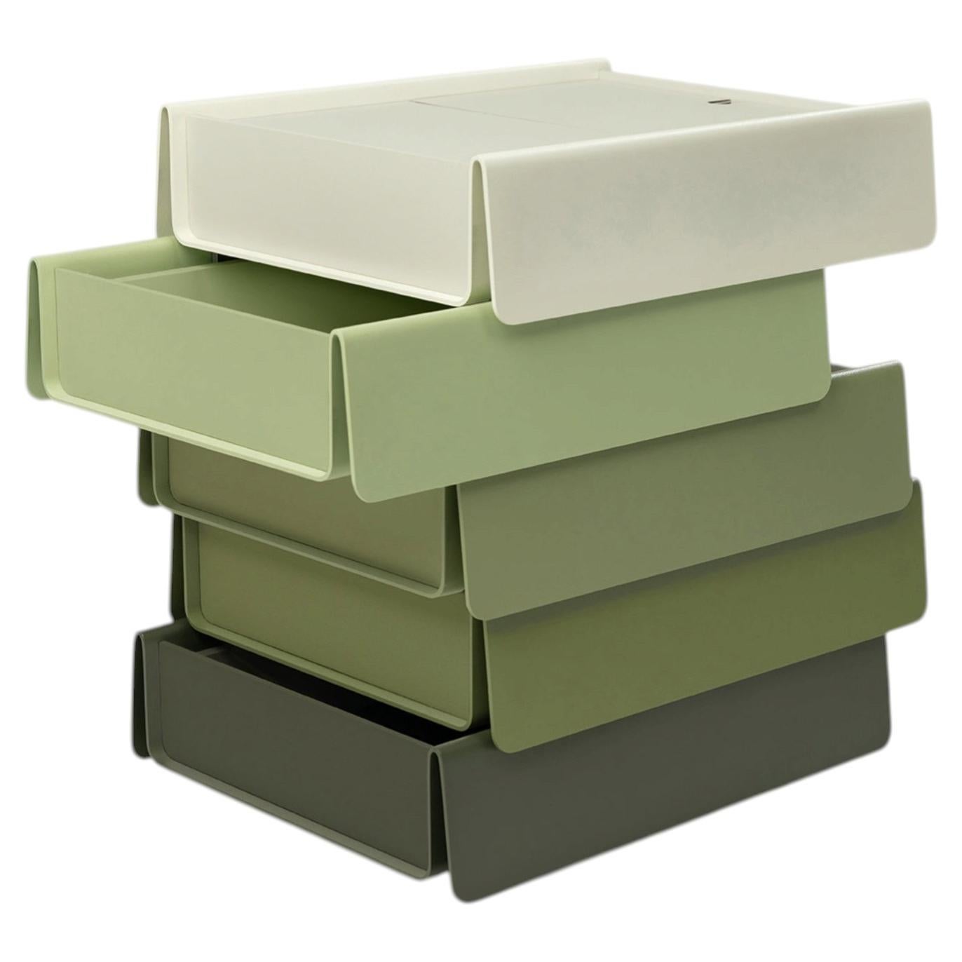 Established & Sons SIDE STACK Tower of drawers in olive by Raw Edges/Alkalay
