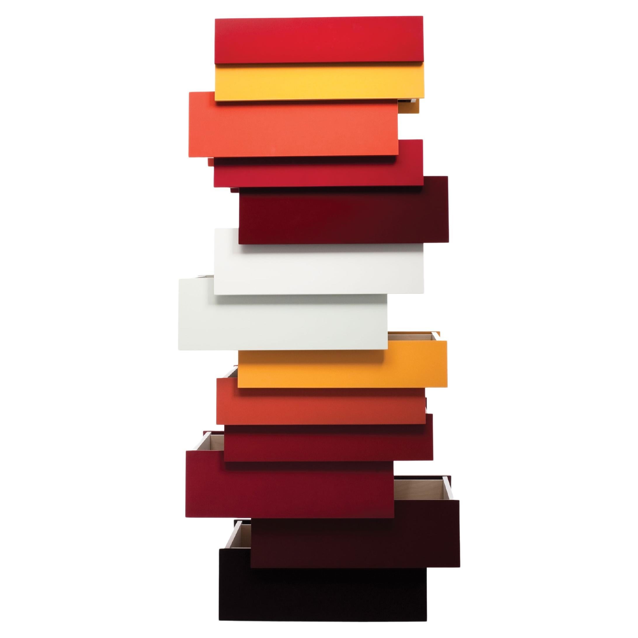 Established & Sons STACK 13 Tower of drawers in Red Finish by Raw Edges/Alkalay