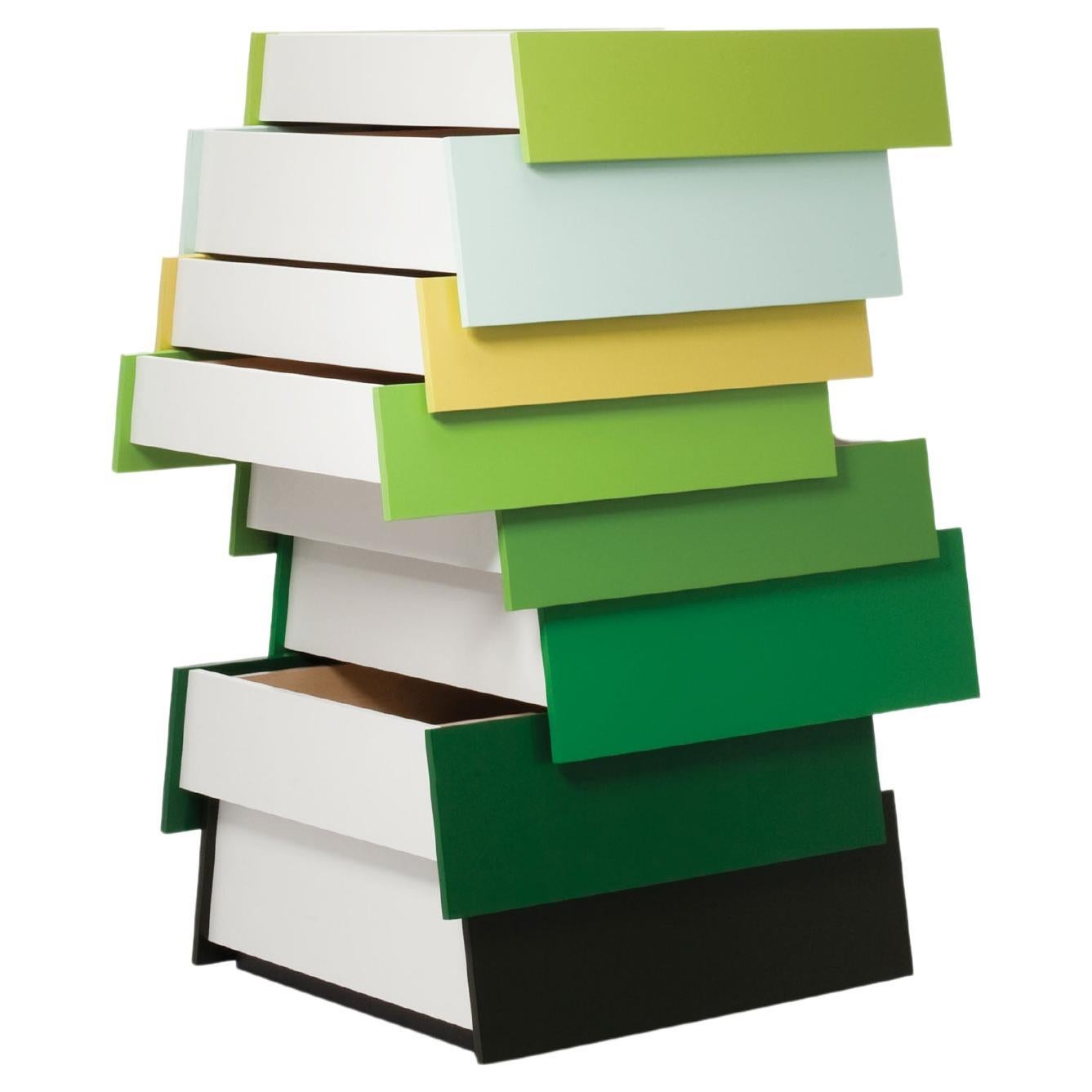 Established & Sons STACK 8 Tower of drawers in Green Finish by Raw Edges/Alkalay