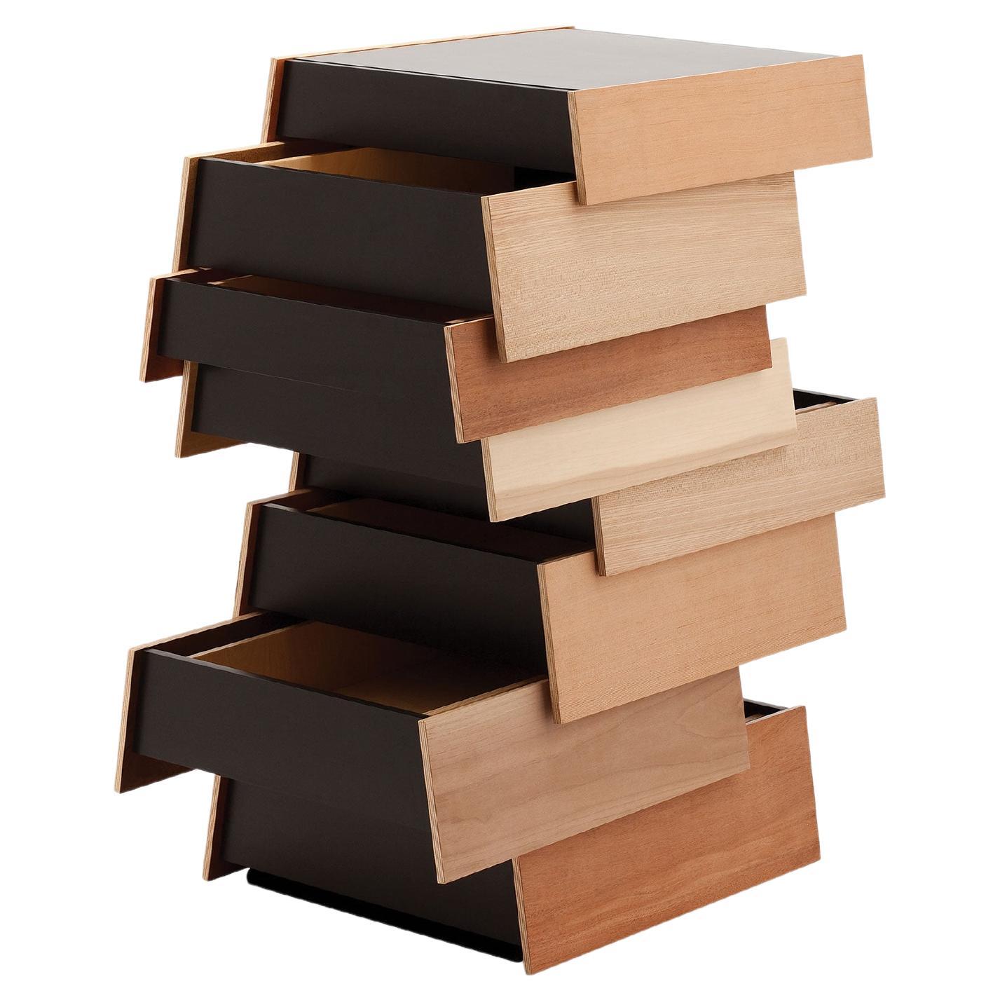 Established & Sons STACK 8 Tower of drawers in Wood veneer by Raw Edges/Alkalay For Sale