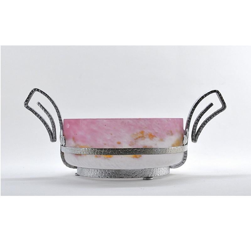 Establishments Lucien Fontaine and Daum French Art Deco Center Table Bowl, 1920 For Sale