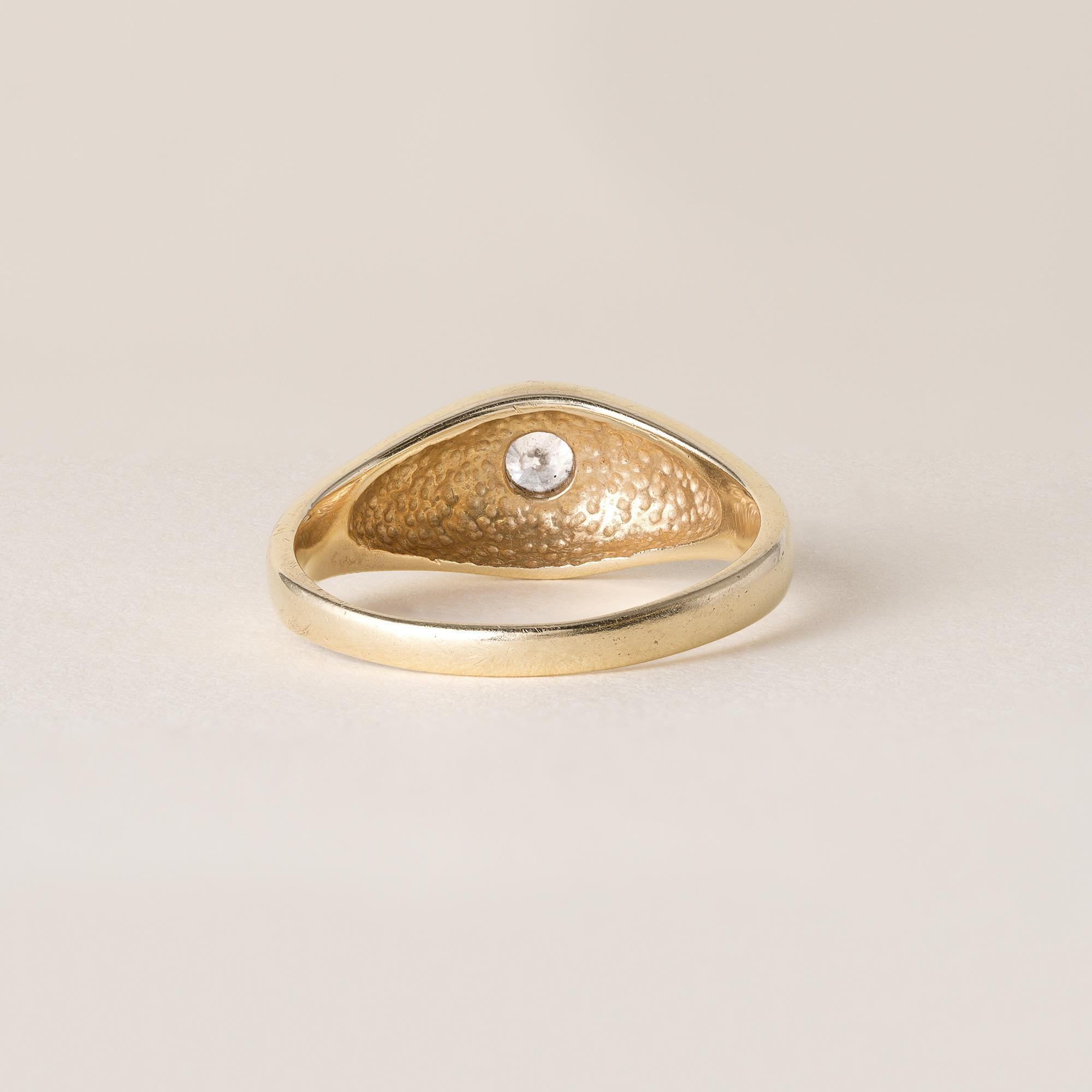 Men's Estate 0.20 Carat Diamond Gypsy Dome Gents Ring 14K Yellow Gold For Sale