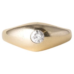 Estate 0.20 Carat Diamond Gypsy Dome Gents Ring 14K Yellow Gold
