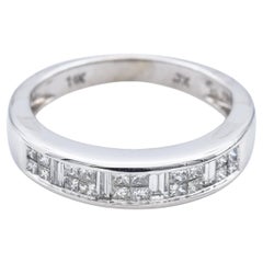 Estate 0.51 TCW Diamond White Gold Band Ring Size 5.5
